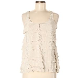 Madison Marcus Versatile Minimalist Layered Ruffle Sleeveless Silk Top Small